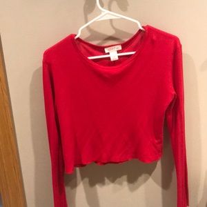 red long sleeve crop top